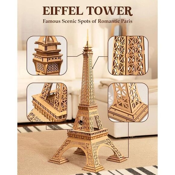 Rolife DIY 3D Wooden Puzzles Large Eiffel Tower Set-Model Building Sets, Paris A - Picture 9 of 10